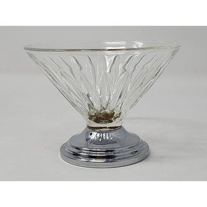 Vintage Sherbert/Ice Cream Glass Dessert Dish‎ Silver Plate Bottom